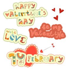 Set of Hand Lettering for St Valentine's Day