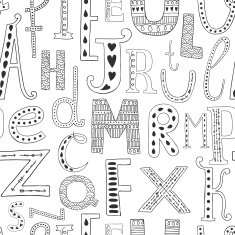 Vector background with hand drawn alphabet N2