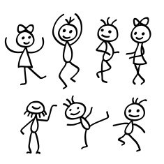 Cartoon Dancing People isolated on white background