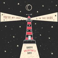 Valentine&#039;s day greeting card with lighthouse and lettering