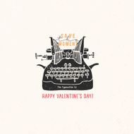Valentine&#039;s day greeting card with lettering and typewriter