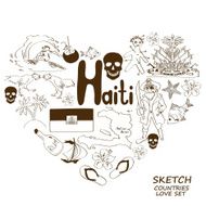 Haitian symbols in heart shape concept N2