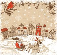 Vintage style hand-drawn Christmas illustration N6