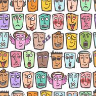 Sketch emoticons seamless pattern