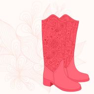 Cowboy boot with flowers ornament
