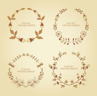 Vector set hand drawn floral wreath N2