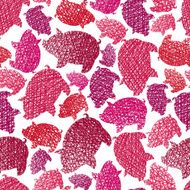 Pigs seamless pattern funny vector repeating background drawn