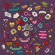 Set of love doodle icons N2