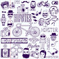 Hipsters doodles set School notebook Vector illustration
