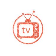 Retro tv set vector icon with hand drawn lines texture