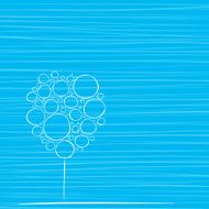 Doodle tree on stripped blue background