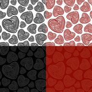 Seamless Doodle Heart Pattern N2