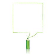 Green Pencil Drawing Square Speech Balloon
