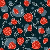 Seamless hand drawn pattern with red roses