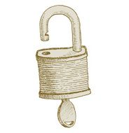 Open padlock lock and key