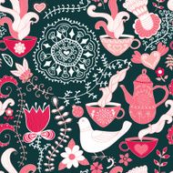 Retro coffee seamless pattern tea background N2