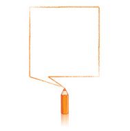 Orange Pencil Drawing Square Speech Balloon