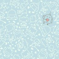 Robot With Human Heart Seamless Pattern