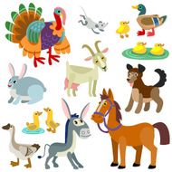cartoon domestic animals set