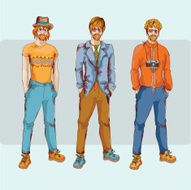 Hipster boy character set