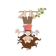 amused young girl standing with her head hanging down N13