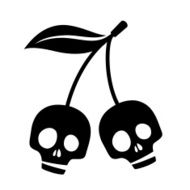Cartoon cherry skulls Funny icon