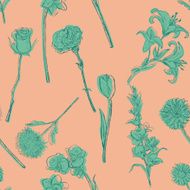 Vector Seamless Pattern of Flowers N26