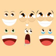 Set Of Different Cartoon Faces Isolated N5