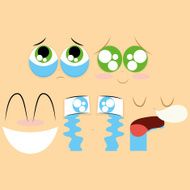 Set Of Different Cartoon Faces Isolated N6