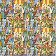 Houses doodles seamless pattern N4