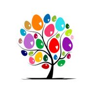 Art tree with easter eggs for your design N7