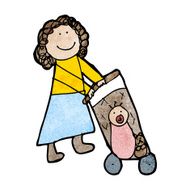 child's drawing of a mom pushing pram N5
