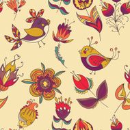 Seamless floral pattern with birds N12