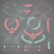 Set of retro ribbons and frames N5