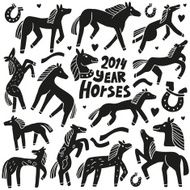Horses - doodles set
