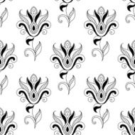 Floral seamless pattern with eastern motifs