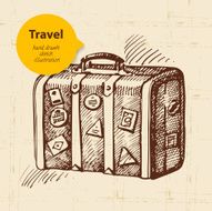 Vintage background with travel suitcase N2