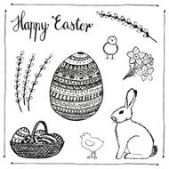 Ink hand-drawn Easter set N2