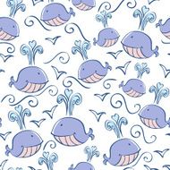 seamless pattern with doodle whales