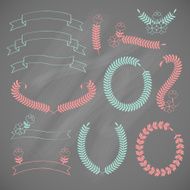 Set of retro ribbons and frames N6