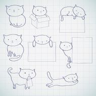 Set of four funny cats isolated on white N3