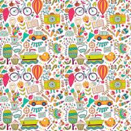Vector seamless pattern childish doodles N2