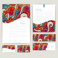 Set of wave abstract cards invitations
