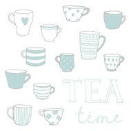 Sketch drawn 12 cute cups