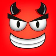 Vector Cute Cartoon Red Devil Face