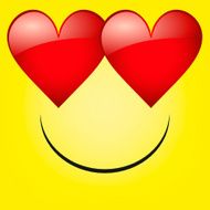 Vector Cute Cartoon Yellow Face In Love