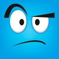 Vector Cute Cartoon Blue Confused Face N2