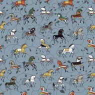 ethnic horse galloping on a background plant