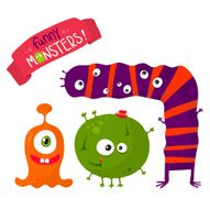 Funny monsters set isolated on white