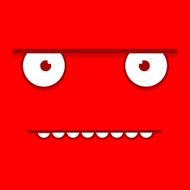 Vector Cute Cartoon Red Grumpy Face